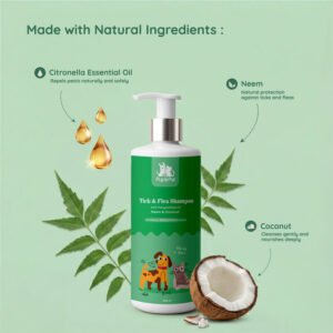 Pup & Pur Anti Tick & Flea Shampoo for Dogs & Cats | Neem Shampoo for pets | 200 ml