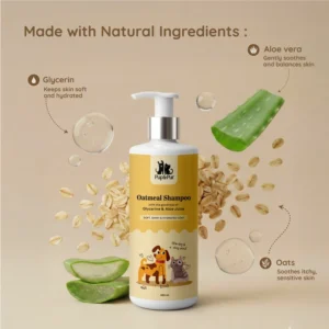 Pup & Pur Oatmeal Shampoo For Dogs & Cats | Pet Shampoo For Dry & Itchy Skin | 200 ml